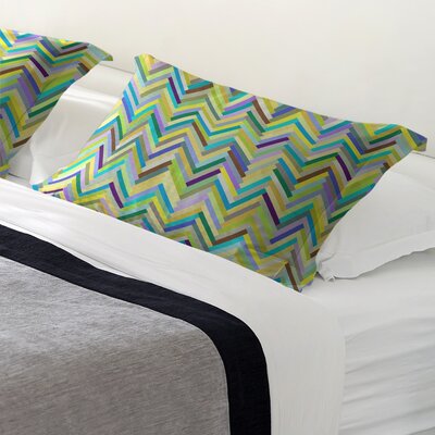 Mcguigan Herringbone Pillow Sham East Urban Home Size: King, Fabric: Polyester, Color: Green/Yellow