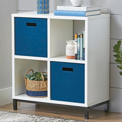 Gerster Cube Bookcase Latitude Run® Color: White, Size: (4 Shelves) 33.19” H x 29.33” W x 15.35” D