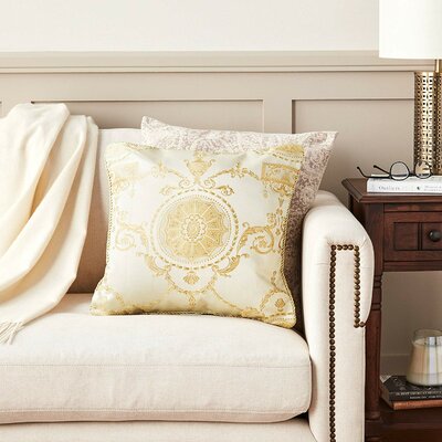 Bloch Damask Decorative Throw Pillow Astoria Grand Color: Beige