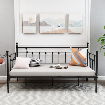 Demetrish Twin Steel Daybed Red Barrel Studio® Color: Black