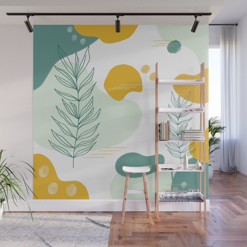 Pastel Pop in Mustard Yellow Wall Mural by thewhimsicalrepose