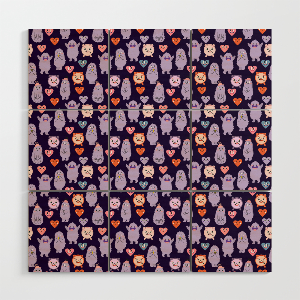 Funny Monsters Wood Wall Art by vavavka